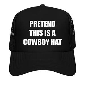 Pizzaslime x Revolve Pretend This Is A Cowboy Hat Trucker Hat in Black